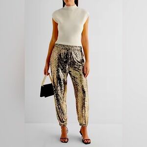 Express “edit” gold sequin pants.